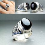 انگشتر عقیق یمن مشکی اصلی دست‌ساز