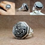 انگشتر عقیق مشکی هشت گوش