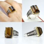 انگشتر کوارتز دودی اصلی چهارگوش