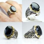 انگشتر عقیق يمن مشکی اصلی