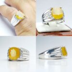 انگشتر یاقوت زرد اصلی چهارگوش