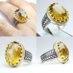 انگشتر سیترین طلایی اصلی لیزر تراش