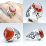 انگشتر عقیق يمن اصلی الماس تراش