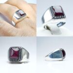 انگشتر گارنت اصلی چهارگوش