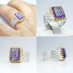 انگشتر آمیتیست اصلی چهارگوش