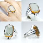 انگشتر الکساندریت سه رنگ اصلی چهارگوش