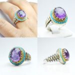 انگشتر آمیتیست اصلی لیزر تراش