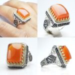 انگشتر عقیق يمن اصلی چهارگوش