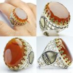 انگشتر عقیق يمن اصلی الماس تراش