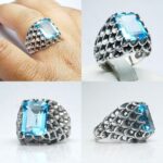 انگشتر توپاز سوئیسی اصلی چهارگوش