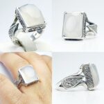 انگشتر عقیق يمن نباتی اصلی چهارگوش الماس تراش