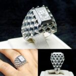 انگشتر حدید اصلی چهارگوش حکاکی حرز عین علی(ع)