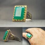 انگشتر عقیق سبز چهارگوش