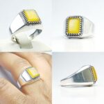 انگشتر عقیق زرد شرف الشمس چهارگوش