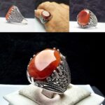 انگشتر عقیق یمنی الماس تراش اصلی