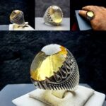 انگشتر سیترین طلایی قواره درشت اصلی