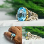 انگشتر توپاز آبی اصلی