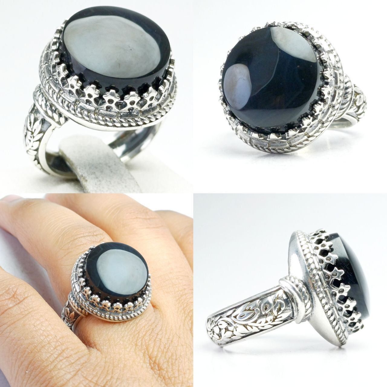 انگشتر عقیق یمنی مشکی اصلی انگشتر عقیق یمنی مشکی اصلی