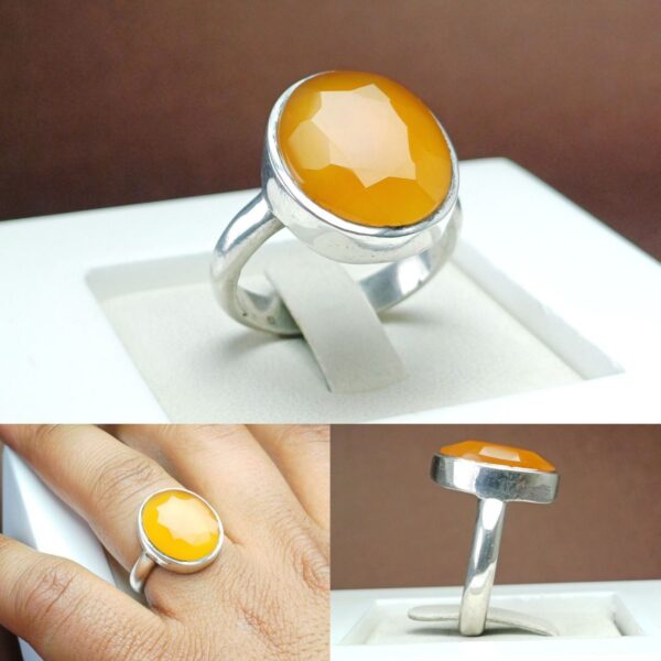 انگشتر عقیق یمنی زرد اصلی الماس تراش