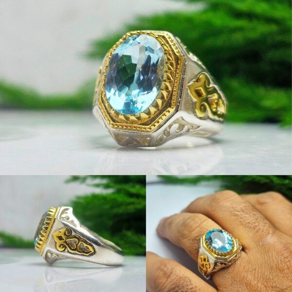انگشتر توپاز آبی اصلی