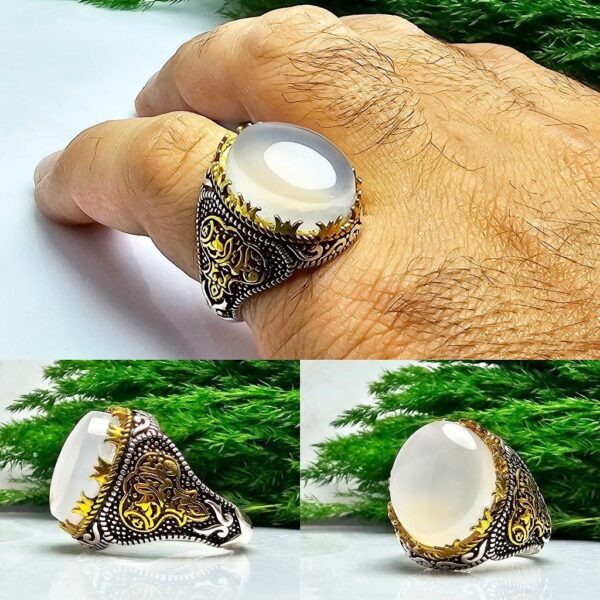 انگشتر عقیق یمنی شیری اصلی