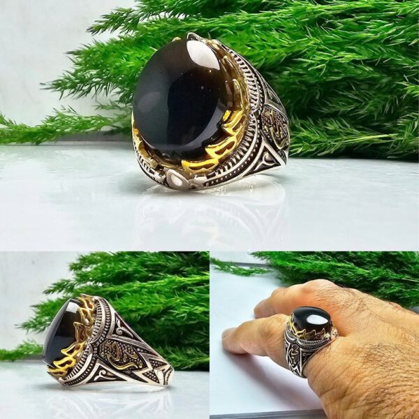 انگشتر عقیق یمنی مشکی اصلی