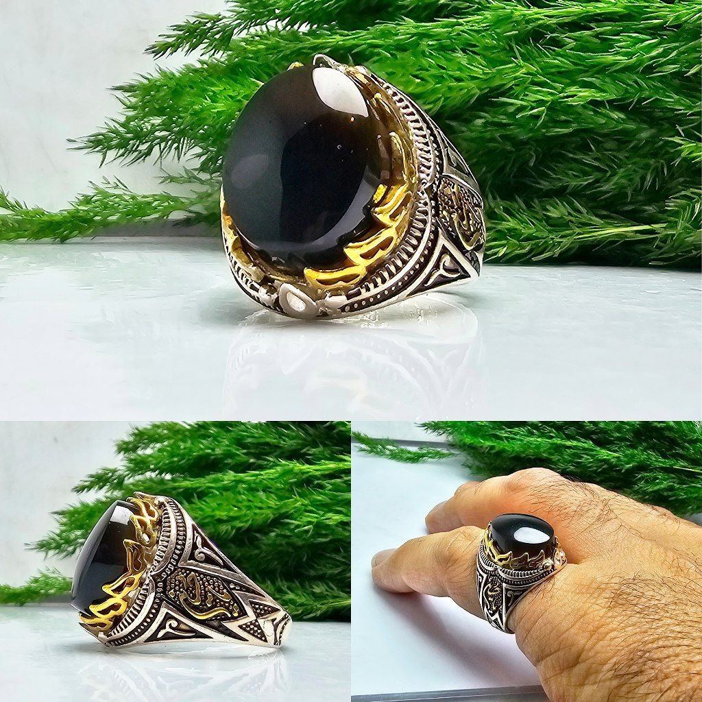 انگشتر عقیق یمنی مشکی اصلی انگشتر عقیق یمنی مشکی اصلی