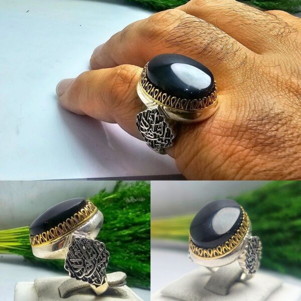 انگشتر عقیق یمنی مشکی اصلی