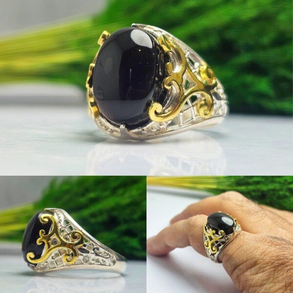 انگشتر عقیق یمنی مشکی اصلی