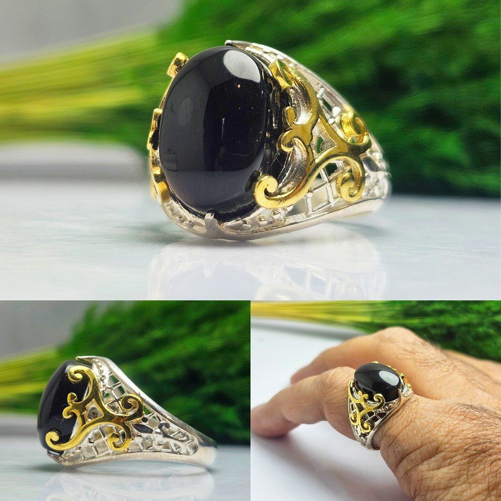 انگشتر عقیق یمنی مشکی اصلی انگشتر عقیق یمنی مشکی اصلی