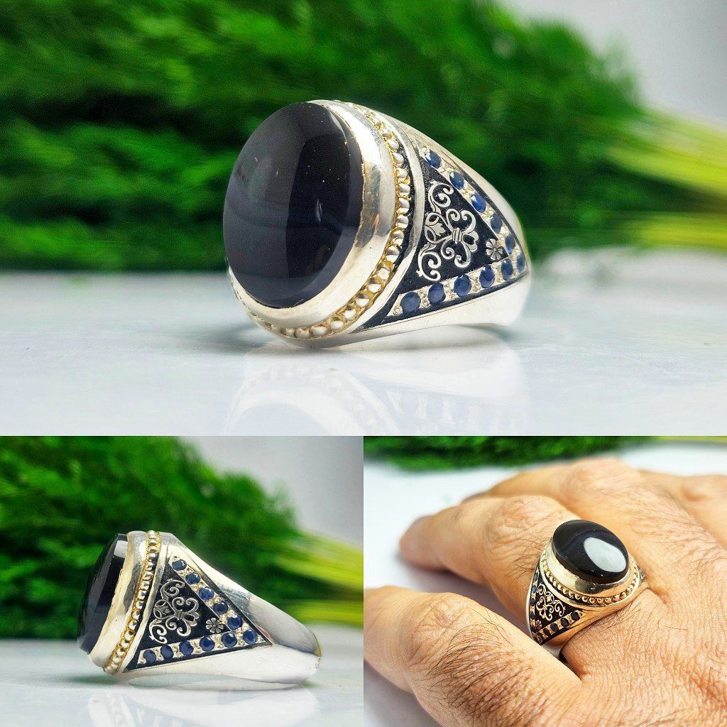 انگشتر عقیق یمنی مشکی اصلی انگشتر عقیق یمنی مشکی اصلی