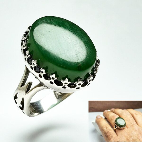 انگشتر یشم سبز اصلی